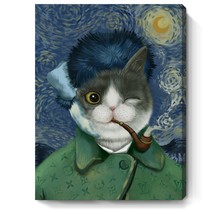 Funny Bathroom Wall Art Abstract Canvas Print Vintage Famous Painting Animal Cat - $20.99