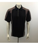 Guru Men&#39;s Large Polyester Black Brown Short Sleeve Golf Polo Shirt - $11.87