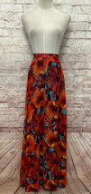 New York &amp; Company NY&amp;C Floral Maxi Lined Skirt Large Tropical Luau Oran... - £28.36 GBP