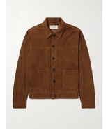 Nuova camicia uomo elegante marrone scamosciato fatto a mano pelle di ag... - $220.69 CAD+
