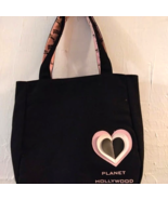 Planet Hollywood Black Tote Bag Pink/White Heart Emblem Pink Signature L... - $8.95