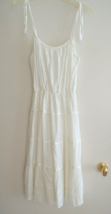 Ladies Dress Size M Tiered White Cotton Crepe Embroidered Top Shoulder T... - $35.99