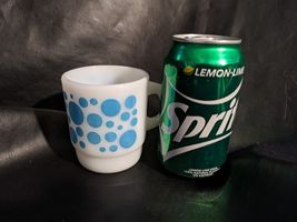 Vintage Anchor Hocking Fire King Blue Polka Dot Stacking Coffee Mug - $71.71