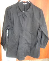 Women&#39;s Shirt Black Button Up 3/4 Length Sleeve Casino Food Waitress Bus... - £12.57 GBP