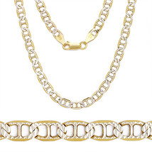 4.4mm Sterling Silver 14k Yellow Gold Marina Mariner Link Italian Chain Necklace - $47.02