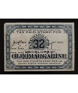 Series of 1931, U.S. Internal Revenue, Uncolored Oleomargarine 1/4 Cent ... - £1.86 GBP