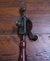 Vintage CRAFTSMAN Red Wheel Steel Wooden Handle Egg Beater Manual Hand Drill  - £62.90 GBP