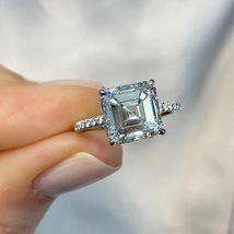 CZ AAA+Engagement Ring Asscher Cut Moissanite Vintage Ring Anniversary Ring  - £59.94 GBP