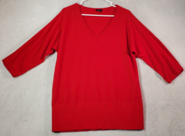 Talbots Shirt Top Womens Size Medium Red Knit Cotton Casual 3/4 Sleeve V Neck - £14.75 GBP