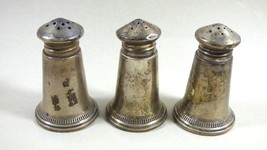 VTG Lot of 3 Empress Sterling Silver weighted with Glass Salt &amp; Pepper Shakers - £43.42 GBP