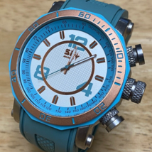 Stylish SK Marine SK3014 Mens Silver Blue Rubber Analog Quartz Watch~New Battery - £22.53 GBP