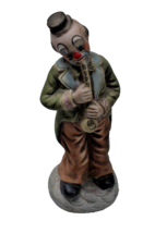 Vintage Ceramic Bisque Musical Saxophone Hobo Clown Figurine 7-1/2” Taiwan - £10.36 GBP