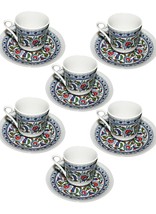 6 set x Kutahya Porcelain Coffee Cup Turkish istanbul Topkapi Model Greek Arabic - £35.15 GBP