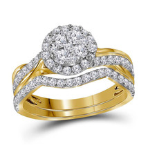 14kt Yellow Gold Round Diamond Bridal Wedding Ring Band Set 1 Ctw - £1,141.04 GBP