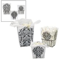 Set Of 3 Clear Black Damask Decorative Candy Buffet Containers Plastic Jar Vases - £6.74 GBP