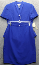 Amanda Smith 2 Piece Skirt Suit Women&#39;s 8P Blue Silk Short Sleeve Button... - $921.63 MXN