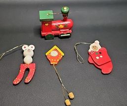 Vintage Handcrafted Painted Wooden Swedish Styled Christmas Ornaments Se... - $21.17