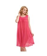 VTG 50s Lorraine Red- Pink Nylon Nightgown Lace Babydoll Boudoir M - $59.95