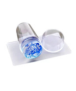 Clear Jelly Silicone Nail Art Stamping Stamper &amp; Scraper 2 in 1  Set Too... - €8,84 EUR