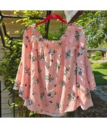 Panhandle Western Shirt Womens Sz S Pink Cowgirl Rodeo Print Bell Sleeve... - $34.17 CAD