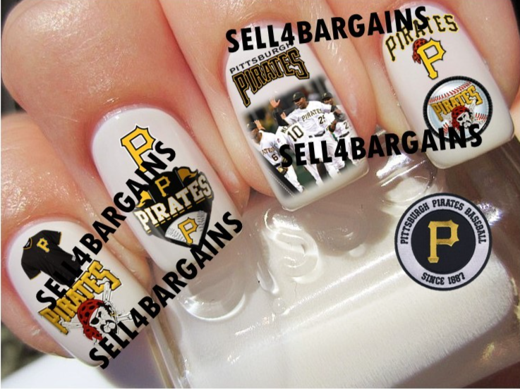 Primary image for 40 NEW 2023 MLB PITTSBURGH PIRATES Logos 10 DIFFERENT DESIGNS Nail Art Decals