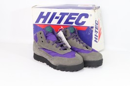 NOS Vintage 90s Hi Tec Youth 3 Suede Leather Lace Up Hiking Snow Boots Gray - $38.56