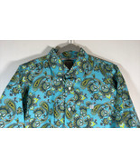 CINCH L/S Casual Western Shirt Size LARGE Teal Yellow White Pattern 100%... - £19.35 GBP