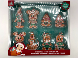 Disney Parks Holiday Mickey Friends Gingerbread Men Cookie 8 Piece Ornament Set - £156.44 GBP