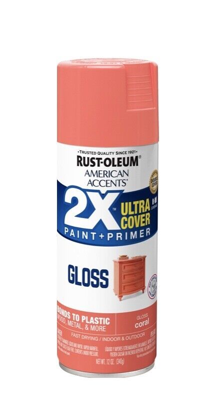 Rust-Oleum American Accents 2X Ultra Cover Spray Paint, Gloss Coral, 12 Oz. - $11.95