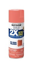Rust-Oleum American Accents 2X Ultra Cover Spray Paint, Gloss Coral, 12 Oz. - £9.34 GBP