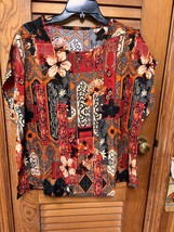 Floral Print Blouse, Casual Crew Neck Short Sleeve Ethnic Blouse XXL - £4.51 GBP