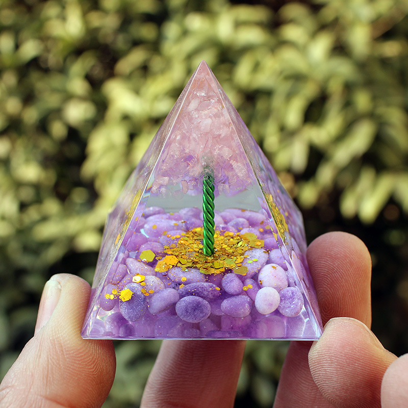 Natural Orgonite Pyramid Reiki Amethyst Energy Healing Chakra Meditation... - $11.99