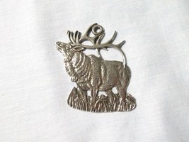 Elk Profile Wildlife Animal Large Double Sided Pewter ORNAMENT Pendant N... - $49.05 CAD