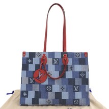 Louis Vuitton Monogram Denim On The Go GM 2 Way Bag Blue Red - £3,175.86 GBP