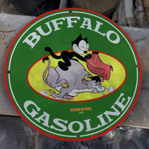 Vintage 1931 Buffalo Gasoline Motor Company Gas Pump Porcelain Gas &amp; Oil Sign - £98.32 GBP