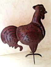Rooster Tea Light Candle Holder 16 1/2&quot; Rustic Patio Metal Yard Art - £11.71 GBP
