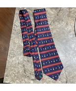 Tommy Hilfiger 100% Italian Silk Red &amp; Blue Striped Golf Designer Neckti... - $41.01 CAD