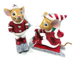 Kurt Adler Red White and Silver Mice Winter Sports Christmas Ornaments L... - £11.10 GBP