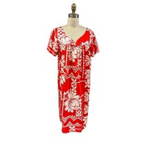 VTG Waltah Clark Pomare Tahiti Red Cotton Muumuu Caftan Dress Liberty Ho... - $94.00