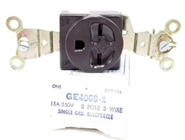 NEW GENERAL ELECTRIC GE4069-1 SINGLE GROUND RECEPTACLE GE40691, 2-POLE, ... - $14.95