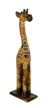 Scratch &amp; Dent Hand Crafted Wood Burned Finish Standing Giraffe Statue - £15.52 GBP