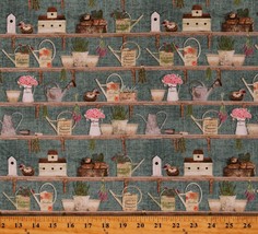 Cotton Gardening Flowers Birds Touch of Spring Fabric Print by the Yard D685.60 - £8.61 GBP