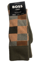 Hugo Boss Men&#39;s Italy 2 pack Green  Plaid Finest Cotton Socks  One Size ... - £24.24 GBP