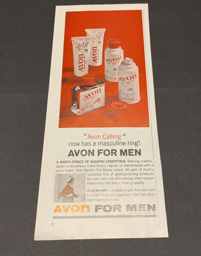 Vintage Print Ad Avon Calling for Men Shaving Cream Lotion Ephemera 13 3/8x5 3/4 - $9.79