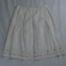 Ann Taylor 0 White Linen A-Line Pleated Eyelet Detail Side Zip Skirt - £7.65 GBP