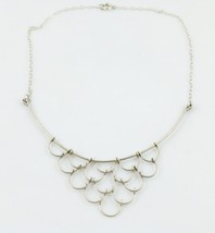 FRINGE Link Sterling Silver Bib NECKLACE - 15 1/2 inches - FREE SHIPPING - £29.89 GBP