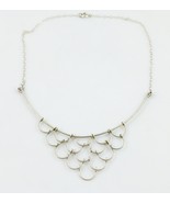 FRINGE Link Sterling Silver Bib NECKLACE - 15 1/2 inches - FREE SHIPPING - £30.37 GBP
