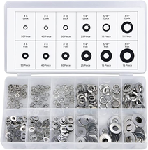 50400A Stainless Steel Lock and Flat Washer Assortment | 350 Piece Set | 12 Diff - £11.38 GBP