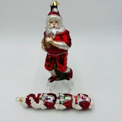 Primary image for Rare Old World Art Glass Christmas Ornaments American Football Santa