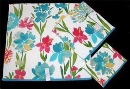 Gorgeous 3-Pc PERI Big Bold Colorful Flowers Decorative Soft Velour Towel Set - £35.16 GBP